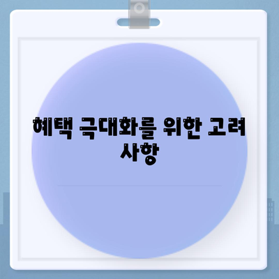 혜택 극대화를 위한 고려 사항