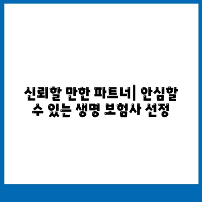 신뢰할 만한 파트너| 안심할 수 있는 생명 보험사 선정