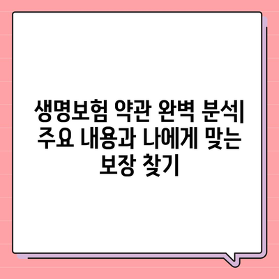 생명보험 약관 완벽 분석| 주요 내용과 나에게 맞는 보장 찾기 | 보험 비교, 가입 전 필독, 보험금 청구