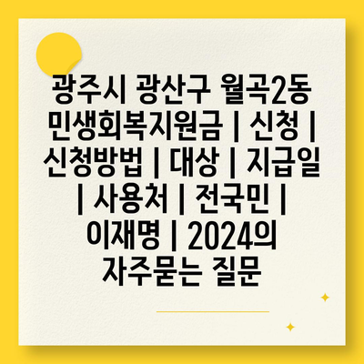 광주시 광산구 월곡2동 민생회복지원금 | 신청 | 신청방법 | 대상 | 지급일 | 사용처 | 전국민 | 이재명 | 2024