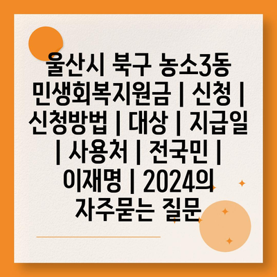 울산시 북구 농소3동 민생회복지원금 | 신청 | 신청방법 | 대상 | 지급일 | 사용처 | 전국민 | 이재명 | 2024