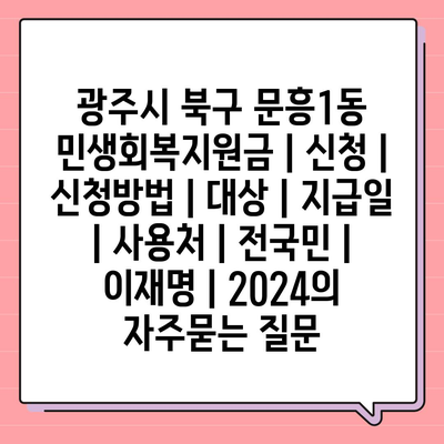 광주시 북구 문흥1동 민생회복지원금 | 신청 | 신청방법 | 대상 | 지급일 | 사용처 | 전국민 | 이재명 | 2024