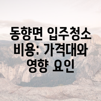 동향면 입주청소 비용: 가격대와 영향 요인