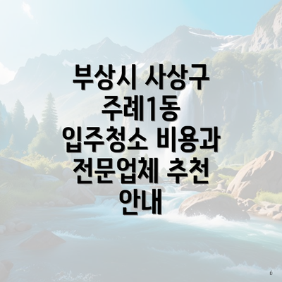 부상시 사상구 주례1동 입주청소 비용과 전문업체 추천 안내