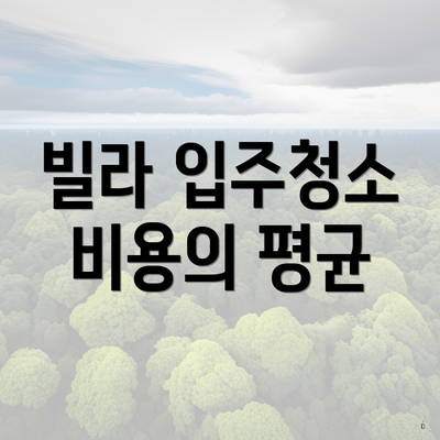 빌라 입주청소 비용의 평균