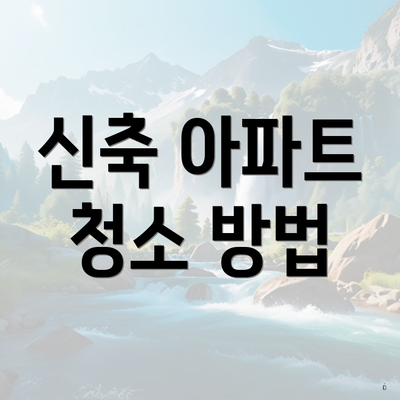 신축 아파트 청소 방법