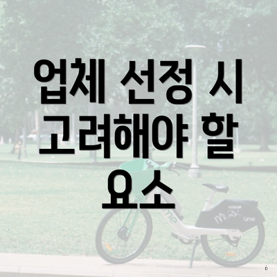 업체 선정 시 고려해야 할 요소