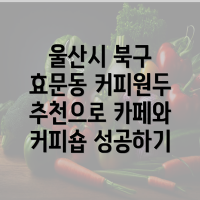 울산시 북구 효문동 커피원두 추천으로 카페와 커피숍 성공하기