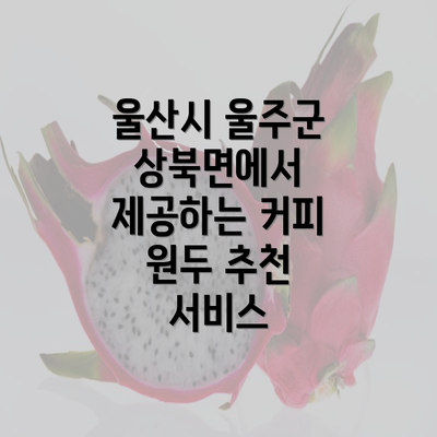 울산시 울주군 상북면에서 제공하는 커피 원두 추천 서비스