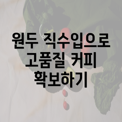 원두 직수입으로 고품질 커피 확보하기