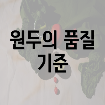 원두의 품질 기준