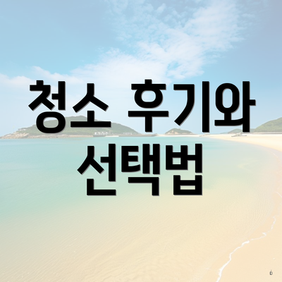 청소 후기와 선택법