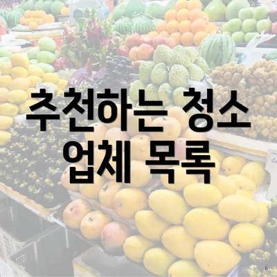 추천하는 청소 업체 목록