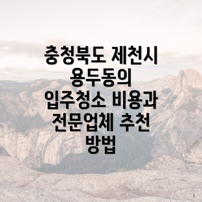 충청북도 제천시 용두동의 입주청소 비용과 전문업체 추천 방법