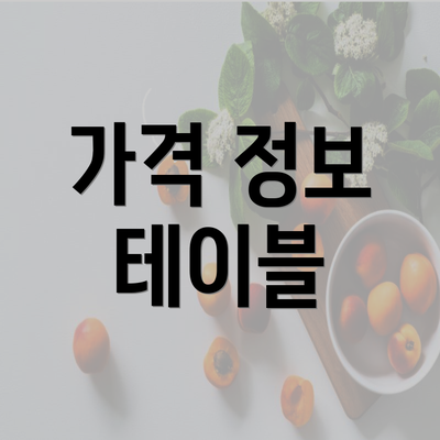 가격 정보 테이블