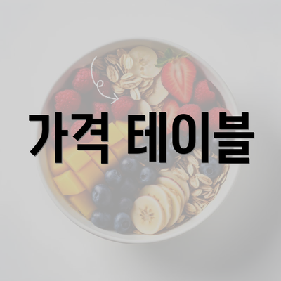 가격 테이블