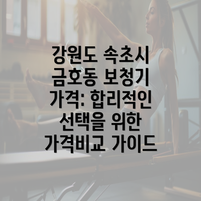 강원도 속초시 금호동 보청기 가격: 합리적인 선택을 위한 가격비교 가이드