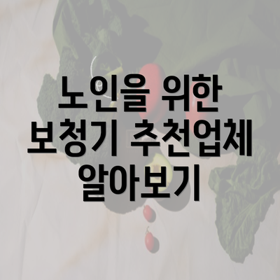 노인을 위한 보청기 추천업체 알아보기