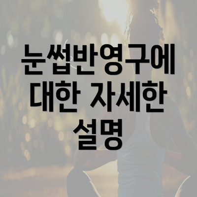 눈썹반영구에 대한 자세한 설명