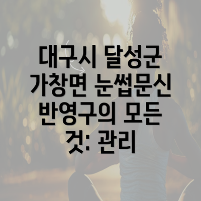 대구시 달성군 가창면 눈썹문신 반영구의 모든 것: 관리