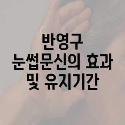 반영구 눈썹문신의 효과 및 유지기간