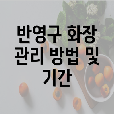 반영구 화장 관리 방법 및 기간