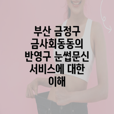 부산 금정구 금사회동동의 반영구 눈썹문신 서비스에 대한 이해