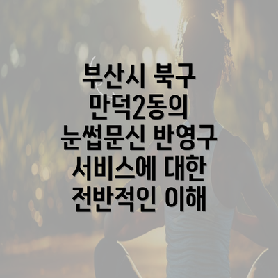 부산시 북구 만덕2동의 눈썹문신 반영구 서비스에 대한 전반적인 이해