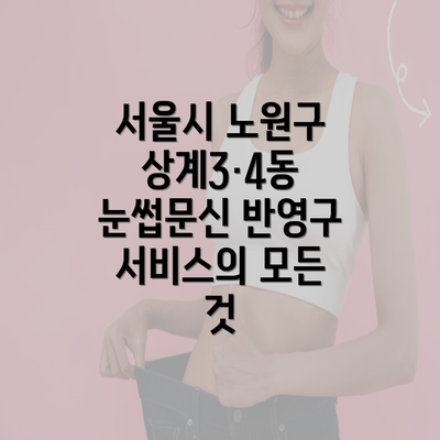 서울시 노원구 상계3·4동 눈썹문신 반영구 서비스의 모든 것