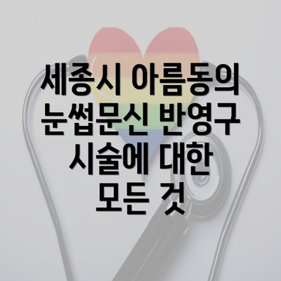 세종시 아름동의 눈썹문신 반영구 시술에 대한 모든 것