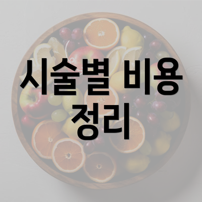 시술별 비용 정리