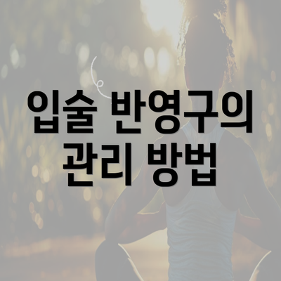 입술 반영구의 관리 방법