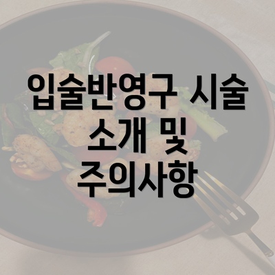 입술반영구 시술 소개 및 주의사항