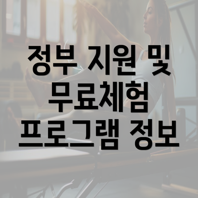 정부 지원 및 무료체험 프로그램 정보