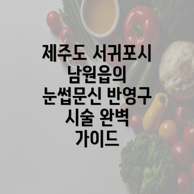 제주도 서귀포시 남원읍의 눈썹문신 반영구 시술 완벽 가이드