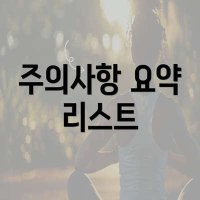 주의사항 요약 리스트