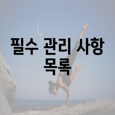 필수 관리 사항 목록