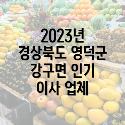 2023년 경상북도 영덕군 강구면 인기 이사 업체