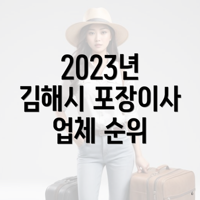 2023년 김해시 포장이사 업체 순위