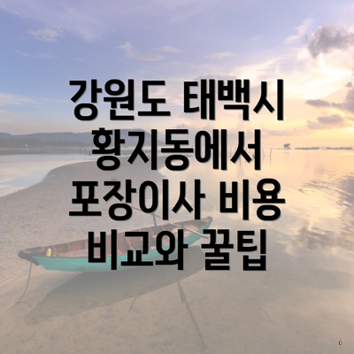 강원도 태백시 황지동에서 포장이사 비용 비교와 꿀팁