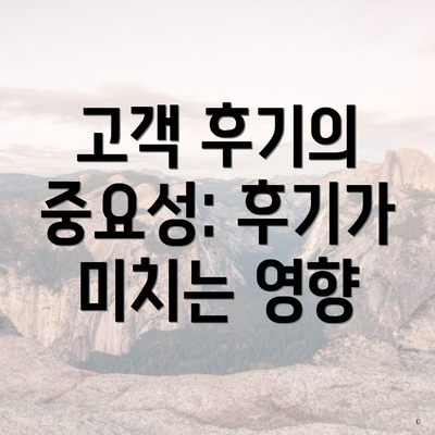 고객 후기의 중요성: 후기가 미치는 영향