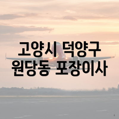 고양시 덕양구 원당동 포장이사