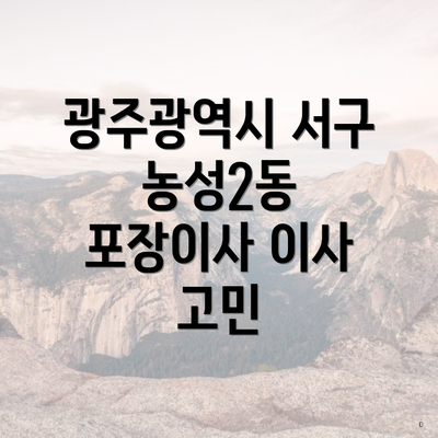 광주광역시 서구 농성2동 포장이사 이사 고민