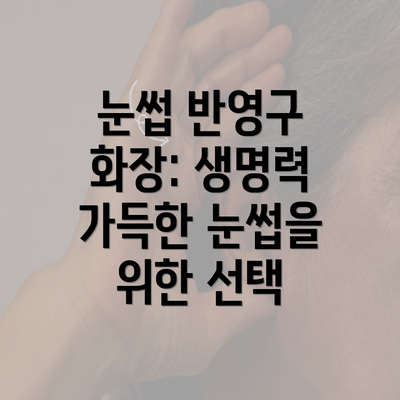 눈썹 반영구 화장: 생명력 가득한 눈썹을 위한 선택