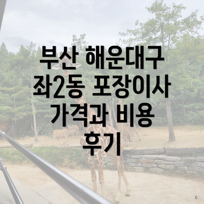 부산 해운대구 좌2동 포장이사 가격과 비용 후기