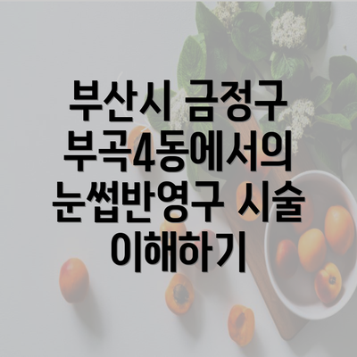 부산시 금정구 부곡4동에서의 눈썹반영구 시술 이해하기