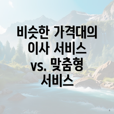 비슷한 가격대의 이사 서비스 vs. 맞춤형 서비스