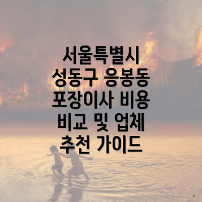 서울특별시 성동구 응봉동 포장이사 비용 비교 및 업체 추천 가이드