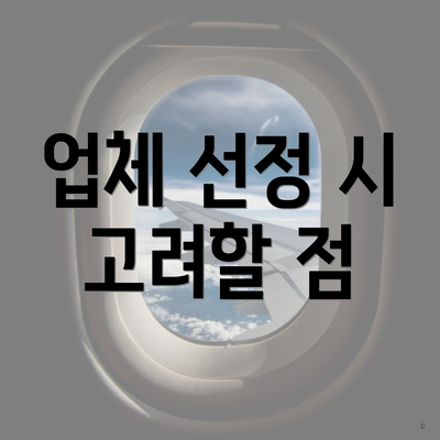 업체 선정 시 고려할 점