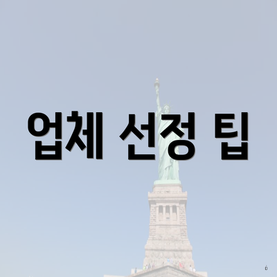 업체 선정 팁